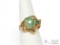 14k Gold Jadeite & Semi-Precious Stone Ring, 6g