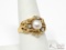 14k Gold Pearl & Diamond Accent Ring, 5g
