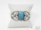 Sterling Silver Native American Turquoise Center Cuff, 40g