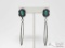 Native American Sterling Silver Turquoise Hoop Earrings, 14g