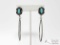 Native American Sterling Silver Turquoise Hoop Earrings, 14g