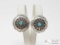 Native American Sterling Silver Turquoise Concho Earrings, 6g