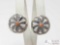 Native American Sterling Silver Spiney Oyster Concho Earrings, 4g