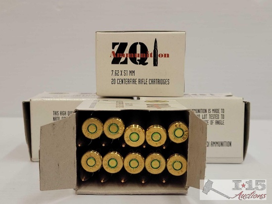 80 Rounds of ZQI Ammunition 7.62x51mm