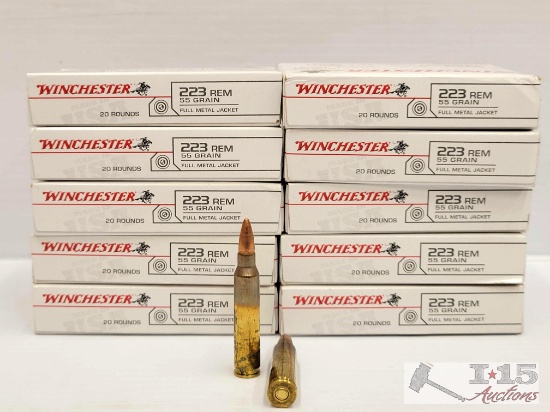 NEW!!! 200 Rounds of Winchester 223REM Ammo