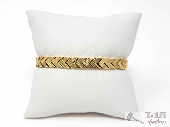 14k Gold Chevron Style Bracelet, 17g