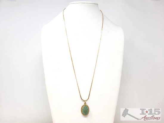 14k Gold Chain & Beetle Pendant, 15g