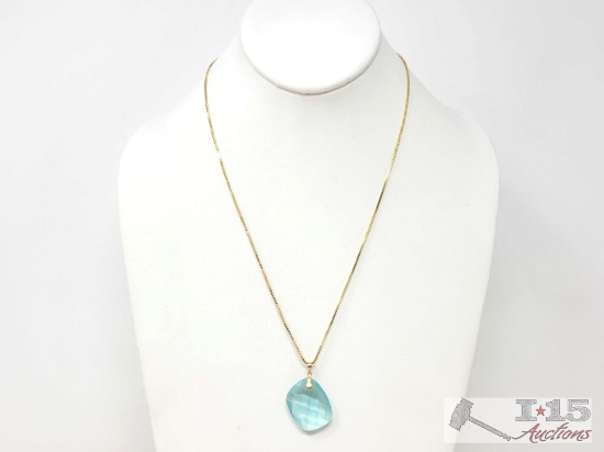 14k Gold Chain & Colored Stone Pendant, 10g
