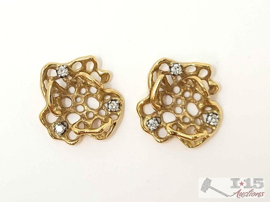 (2) Diamond 14k Gold Pendants
