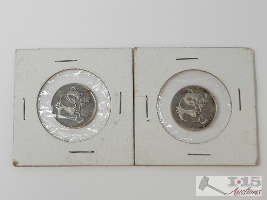 (2) .999 Fine Silver 1/10oz The International Panda Coins