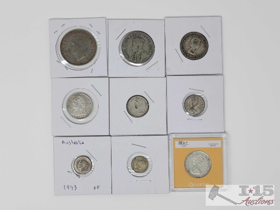 (9) Silver Content Foreign Currency Coins