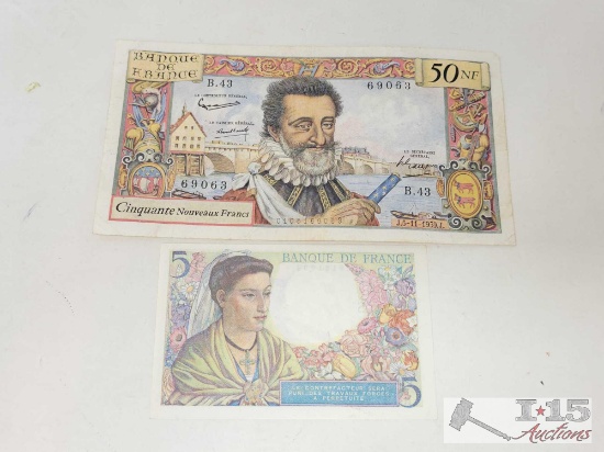 (2) France Foreign Currency Banknotes