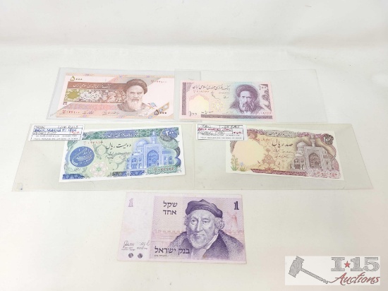 (5) Iran & Israel Banknotes