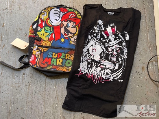 Super Mario Backpack and XL Graphic T-Shirt