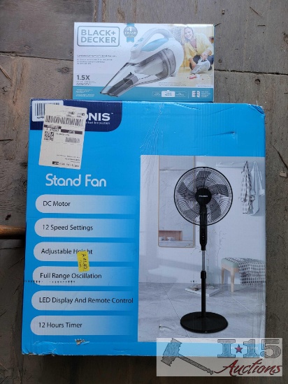 NEW!!! 16" Stand Fan and Cordless Hand Vacuum