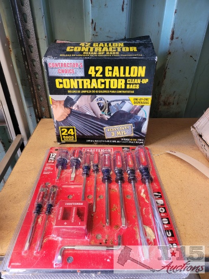 Craftsman Screwdriver Set and Contractor Trash Bags