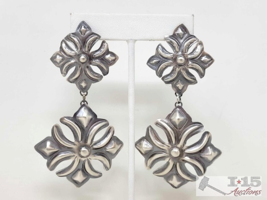 Native American Sterling Silver Earrings, 22.7 g