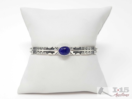 Native American Sterling Silver Semi-Precious Stone Cuff, 21g