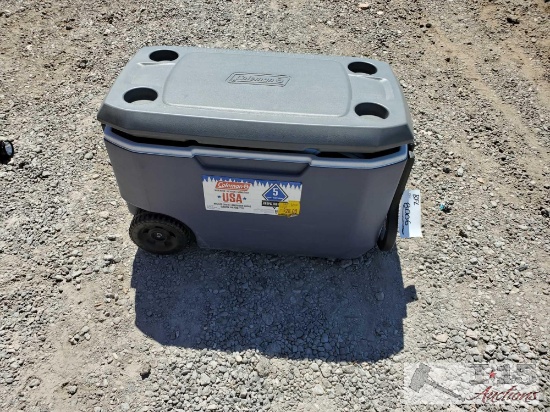 Coleman Ice Chest, Stanley Portable Power Station, Pittsburgh Open Reel Measuring Tape, Mag-Light,