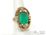 18k Gold Semi-Precious & Diamond Accent Ring, 12g