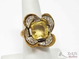 18k Gold Moissanite Center & Diamond Accent Ring, 17g