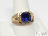 10k Gold Topaz & Diamond Accent Ring, 7g