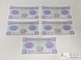 (5) British Armed Forces 10 Shillings Banknotes