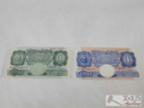 Set of 2 England 1 Pound Banknotes