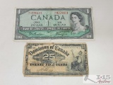 (2) Canada Banknotes