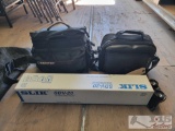 2 Cameras in Travel Cases, Binoculars, and Tripod