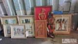 Vintage Framed Art Print Streets Of Paris, Egyptian Framed Art And Framed wood Art