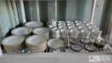 78pc Noritake Fine China Set, Silver Coaster Set And Salt And Pepper Shakers