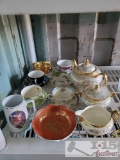 Teacups, Tea Kettle, Mug & Plates