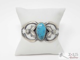 Sterling Silver Native American Turquoise Center Cuff, 40g