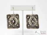 Native American Sterling Silver Concho Earrings, 17g