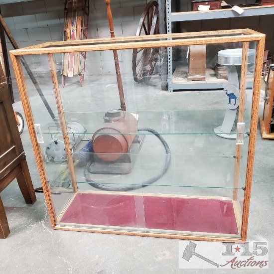 Antique Glass Display Case with Sliding Doors