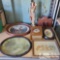 Hanging Picture Frames, Statue & Wood Shelf