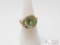 10k Peridot Semi-Precious Stone Gold Ring With Dimond Accents ,6g