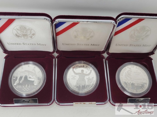 (3) 90% Silver U.S. Olympic Coins of the Atlanta Olympic Games