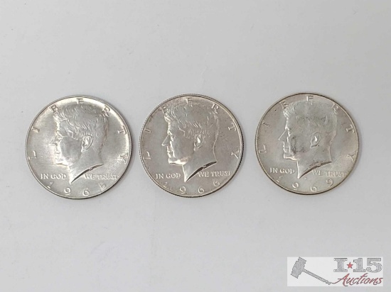 (3) 40% Silver Kennedy Half Dollars