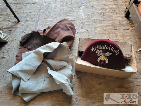 (2) Pieces of Fabric & Shriners Hat