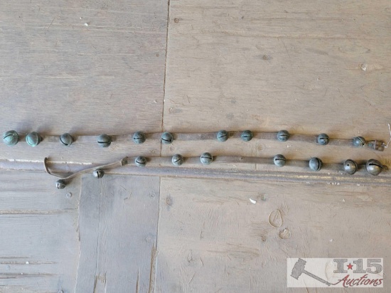 Antique Sleigh Bells On Leather Strap