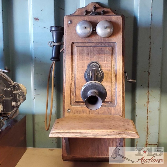 Antique Hand Crank Wall-Mounted Telephone
