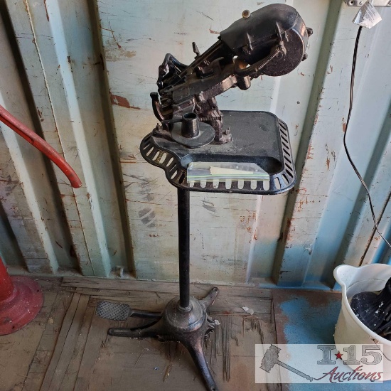 Antique Cast Iron Pedal Press Stand Letter Treadle Co.