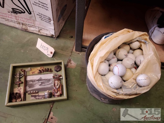 Golf Art Framed & Over 50 Golf Balls