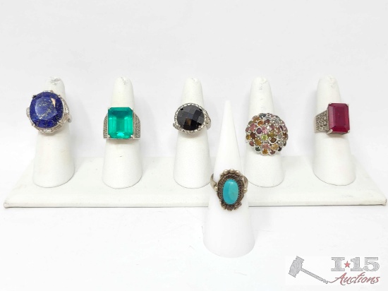 (6) Sterling Silver Vintage Rings, 57g