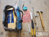 Tool Bag Full Of Wrenches, Needle File Set, Box Cutter & Hammer