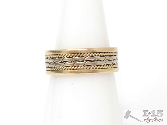 14k Gold Two Toned Band Ring, 5g