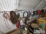 Wall of Extension Cords, Rope, Flood Lights, & More