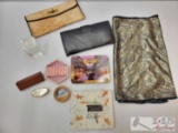 2 Clutch Purses, Head Scarf, Harley Davidson Playing Cars, Jewlery Boxes, Paper Weight